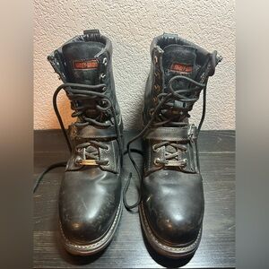 Harley-Davidson Mens Size 9 Black Faded Glory  Motorcycle Steel Toe Boots 91035